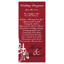 Red with White Chandielr Wedding Program holiday Personalized Rack Card