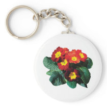 Red with Yellow Primroses Key Chain