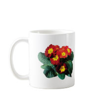 Red with Yellow Primroses mugs by SusanSavad Red with Yellow Primroses mugs