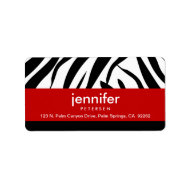 Red with Zebra Print, Address Labels label