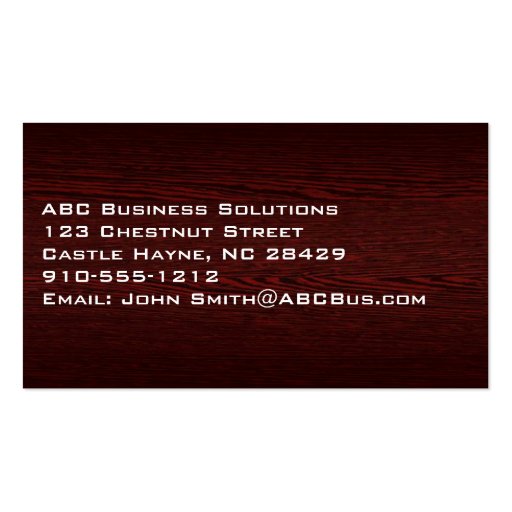 Red Wood Modern Professional Business Cards (back side)