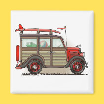 Red Woody Wagon Magnets magnets