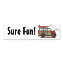Red Woody Wagon Sure Fun! Bumper Sticker bumper stickers