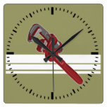 Red wrench wall clock