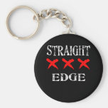 Red X Straight Edge Black Key Chain