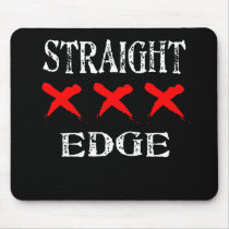 Red X Straight Edge Black Mouse Pads