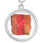 Red Yellow Abstract Stairs Cutout Picture Custom Necklace