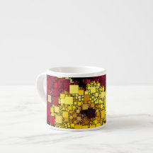Red, Yellow and Gold Mini Boxes Background Espresso Mugs