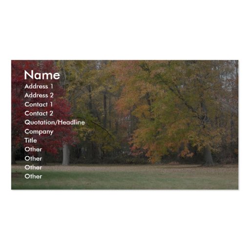 Red, Yellow, And Orange Leaves On The Trees With G Business Card Templates (front side)