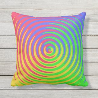 Red Yellow Blue Green Rainbow Outdoor Pillow