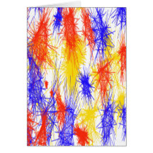 Red Yellow Blue scribble splats colorful design Greeting Card