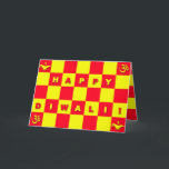 Red & Yellow Check Diwali Card