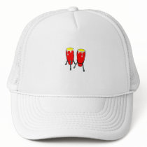 Red Yellow Congas in stands graphic image Mesh Hats