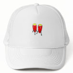 Red Yellow Congas in stands graphic image hats