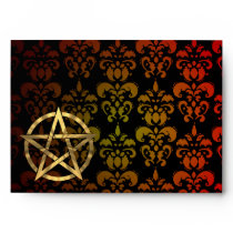 Red,  yellow damask and golden pentacle envelope