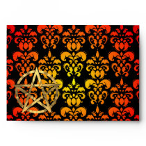 Red,  yellow damask and golden pentacle envelope