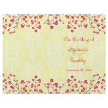 Red + yellow floral damask wedding program flyer