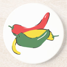 Red Yellow Green Chili Pepper Graphic Drink Coasters