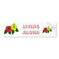 red yellow hibiscus, living aloha bumper sticker bumper stickers by marcya7 red yellow hibiscus, living aloha bumper sticker bumper stickers