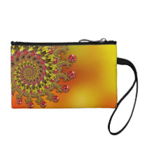 Red Yellow & Orange Bokeh Fractal Pattern Change Purse