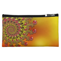 Red Yellow & Orange Bokeh Fractal Pattern Makeup Bag