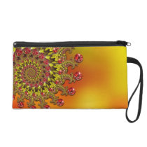 Red Yellow & Orange Bokeh Fractal Pattern Wristlets
