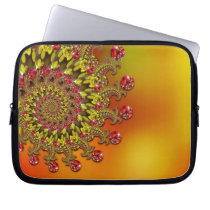 Red Yellow & Orange Bokeh Fractal Pattern Laptop Sleeves
