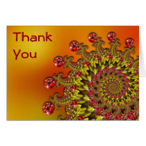 Red Yellow & Orange Fractal Thank You Card
