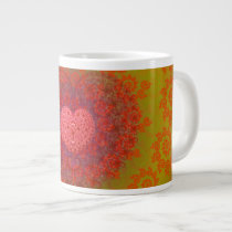 Red Yellow & Orange Heart Fractal Extra Large Mug