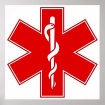 Red Yellow Orange White Nurse EMS Star of Life Posters