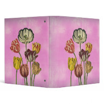 Red Yellow pink tulips on a pink wash background Vinyl Binder
