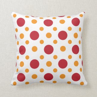 Red Yellow Polka Dots Pattern Throw Pillows