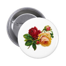 Red & Yellow Roses Pinback Buttons