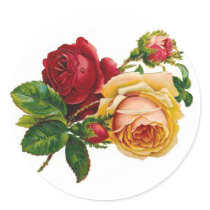 Red & Yellow Roses Round Sticker
