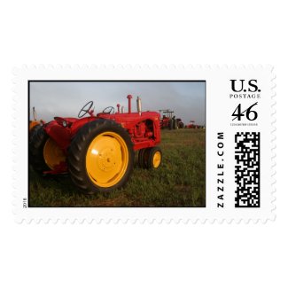 Red & Yellow Tractor Stamp stamp