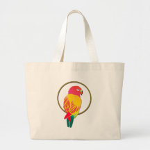 Red & Yellow Tropical Parrot in Gold Ring Bag