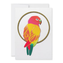 Red & Yellow Tropical Parrot in Gold Ring Personalized Announcement