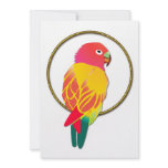 Red &amp; Yellow Tropical Parrot in Gold Ring Personalized Announcement