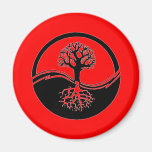 Red yin and yang symbol refrigerator magnets