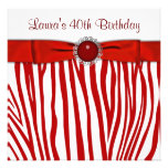 Red Zebra 40th Birthday Party Invitation