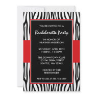 Red Zebra Bachelorette Party invitation