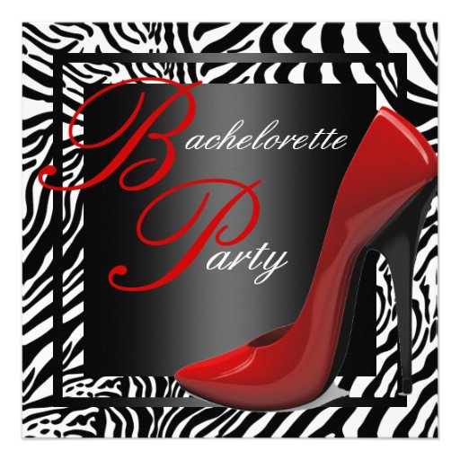 Red Zebra Bachelorette Party Invitations