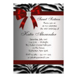 Red Zebra Bow Sweet Sixteen Birthday Party Personalized Announcements
