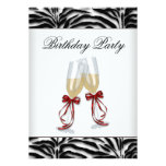 Red Zebra Chandelier Womans Zebra Birthday Party Personalized Invite