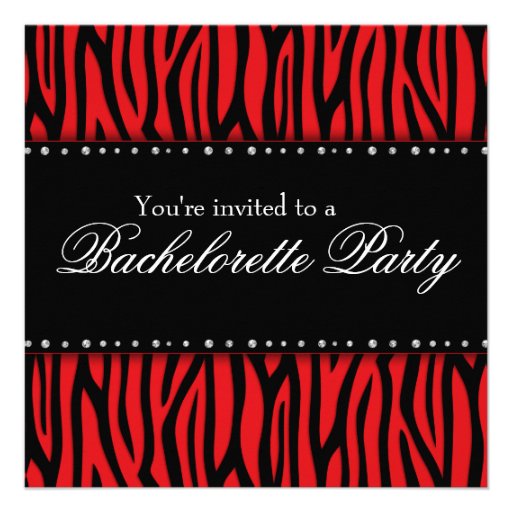 Red Zebra Diamonds Bachelorette Party Announcement