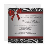 Red Zebra Girl Womans Birthday Party Personalized Invitations