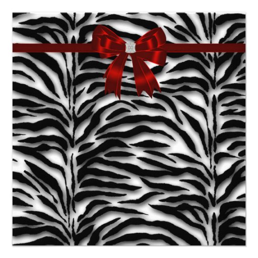 Red Zebra Girl Womans Birthday Party Personalized Invitations