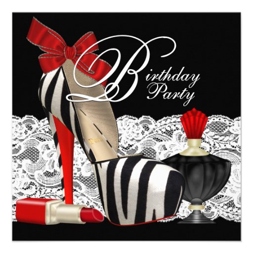 Red Zebra High Heel Shoes Black Red Zebra Party Custom Announcement