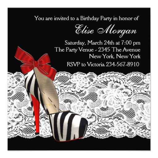 Red Zebra High Heel Shoes Black Red Zebra Party Custom Announcement