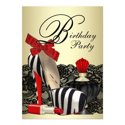 Red Zebra High Heel Shoes Red Zebra Party Invitation